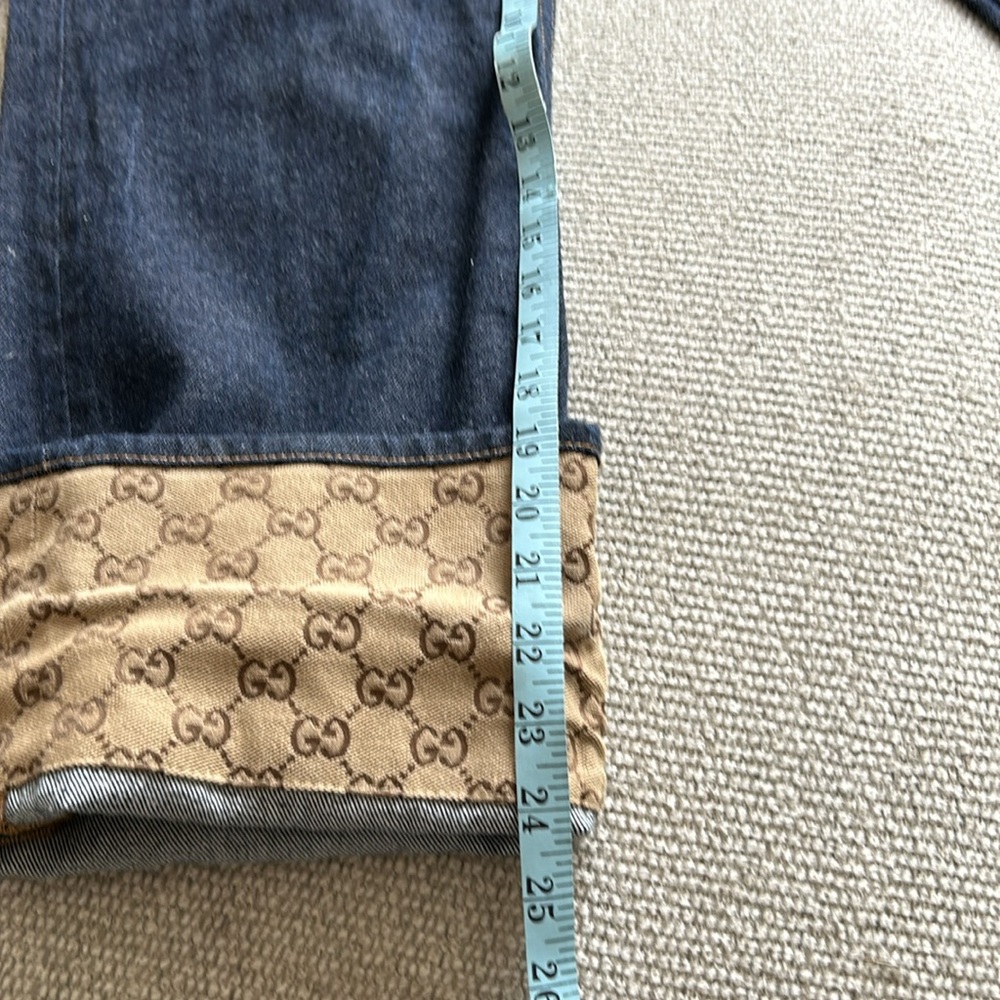 - Gucci GG Pattern Cuff Jeans Dark Blue Camel * these are authentic* - Picture 8 of 9